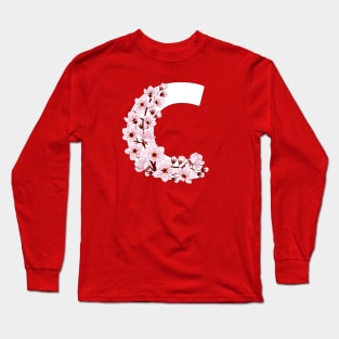 Colorful capital letter C patterned with sakura twig Long Sleeve T-Shirt